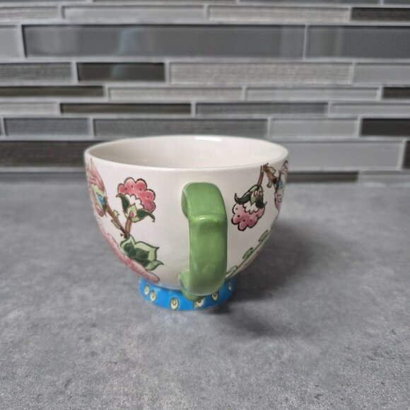 Dutch Wax Handpainted Embossed Footed Floral Coffee Tea Cup Mug - Picture 4 of 10
